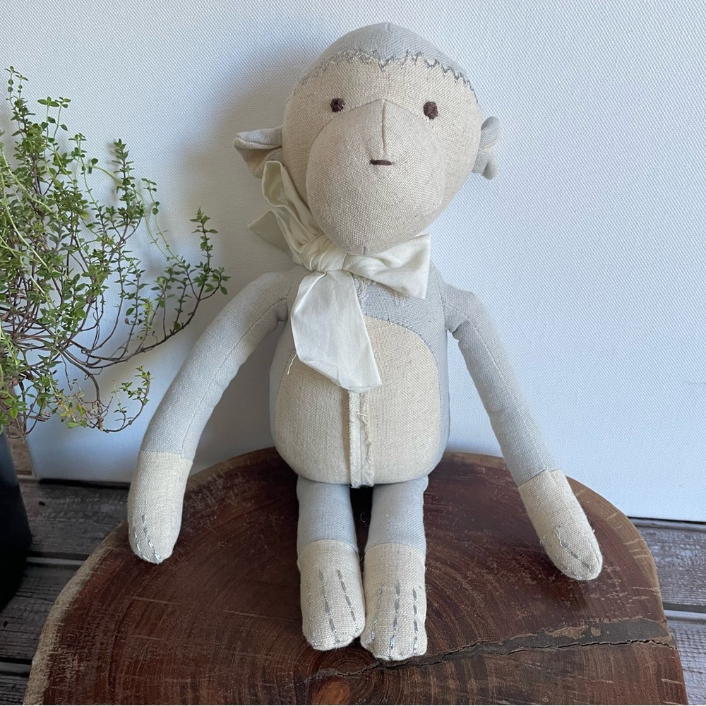 Pottery Barn Kid plush stuffed animal baby nursery elephant monkey gray neutral - Picture 8 of 14